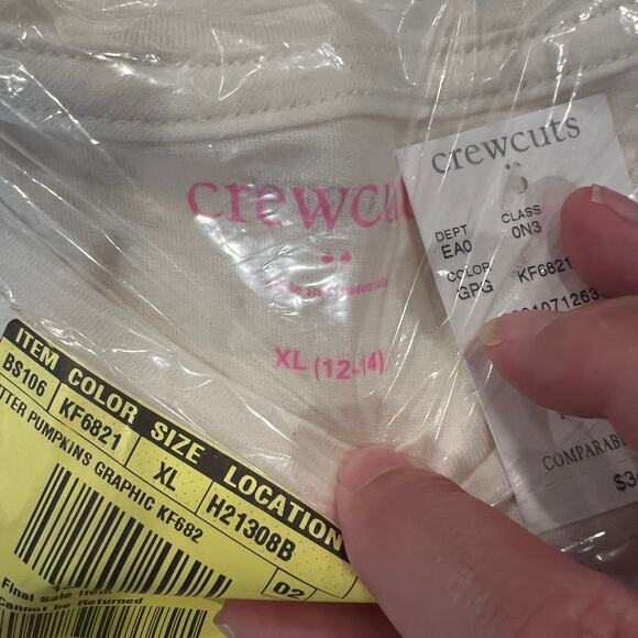 NWT J. Crew Girls' Ivory Glitter pumpkin Halloween Fall Graphic Tee - Picture 6 of 10